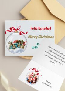 Tarjeta Navidad física o digital para saludar a tus seres queridos, además son personalizables con textos e imágenes.