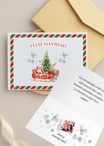 Tarjeta Navidad física o digital para saludar a tus seres queridos, además son personalizables con textos e imágenes.